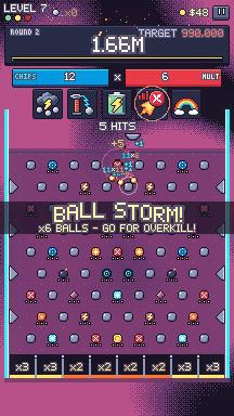 Ball Storm: six balls pour out at once for a 1.66 million point drop