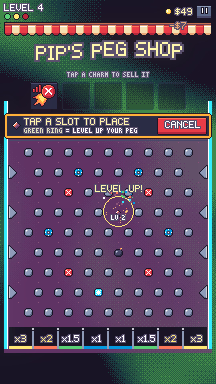 Placing a matching peg levels it up
